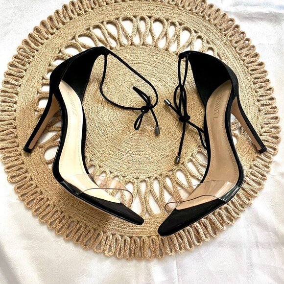Schutz Black Josseana Transparent Ankle Strap Heel Sandals Size 8.5 - Picture 2 of 9